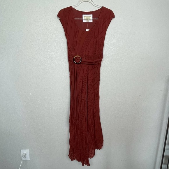 MOULINETTE SOEURS FOR ANTHROPOLOGIE Rusty Red Dress with Belt Size 0 - Picture 3 of 12